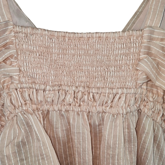 Maeve Anthropologie Pink Rose Linen Blend Shirred Peplum Top In 2X NWT - Picture 6 of 9